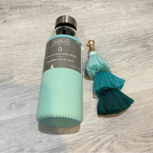 On The Go Reusable Glass Water Bottle Second Cup 12 fl oz and Ombre Keychain - Picture 11 of 11